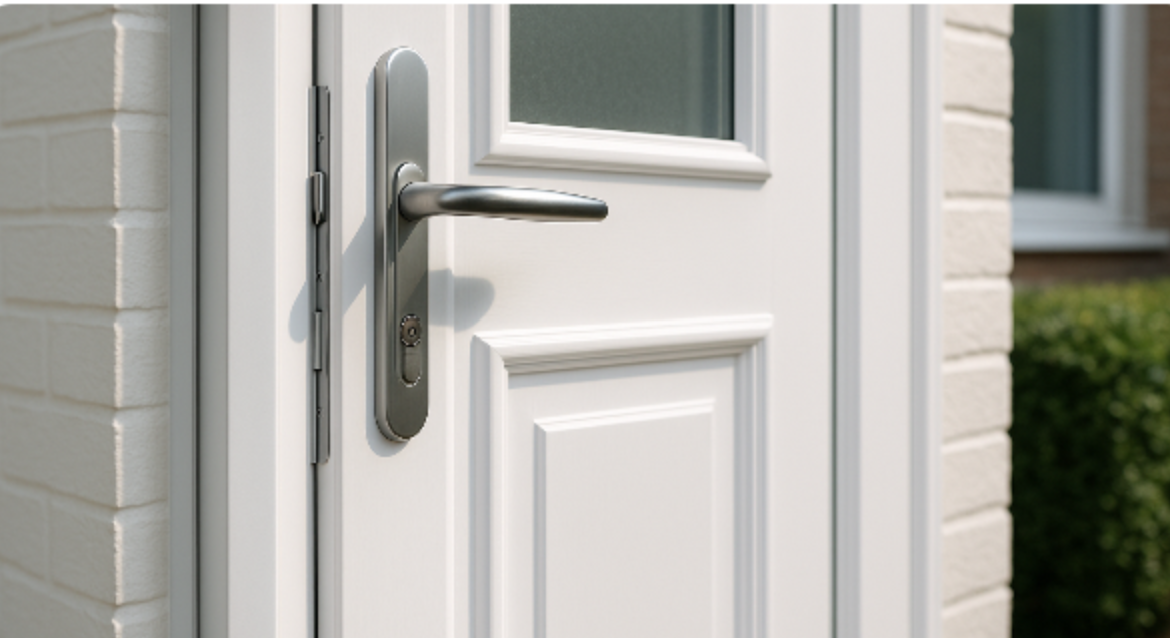 Modern UPVC front door with multipoint lock